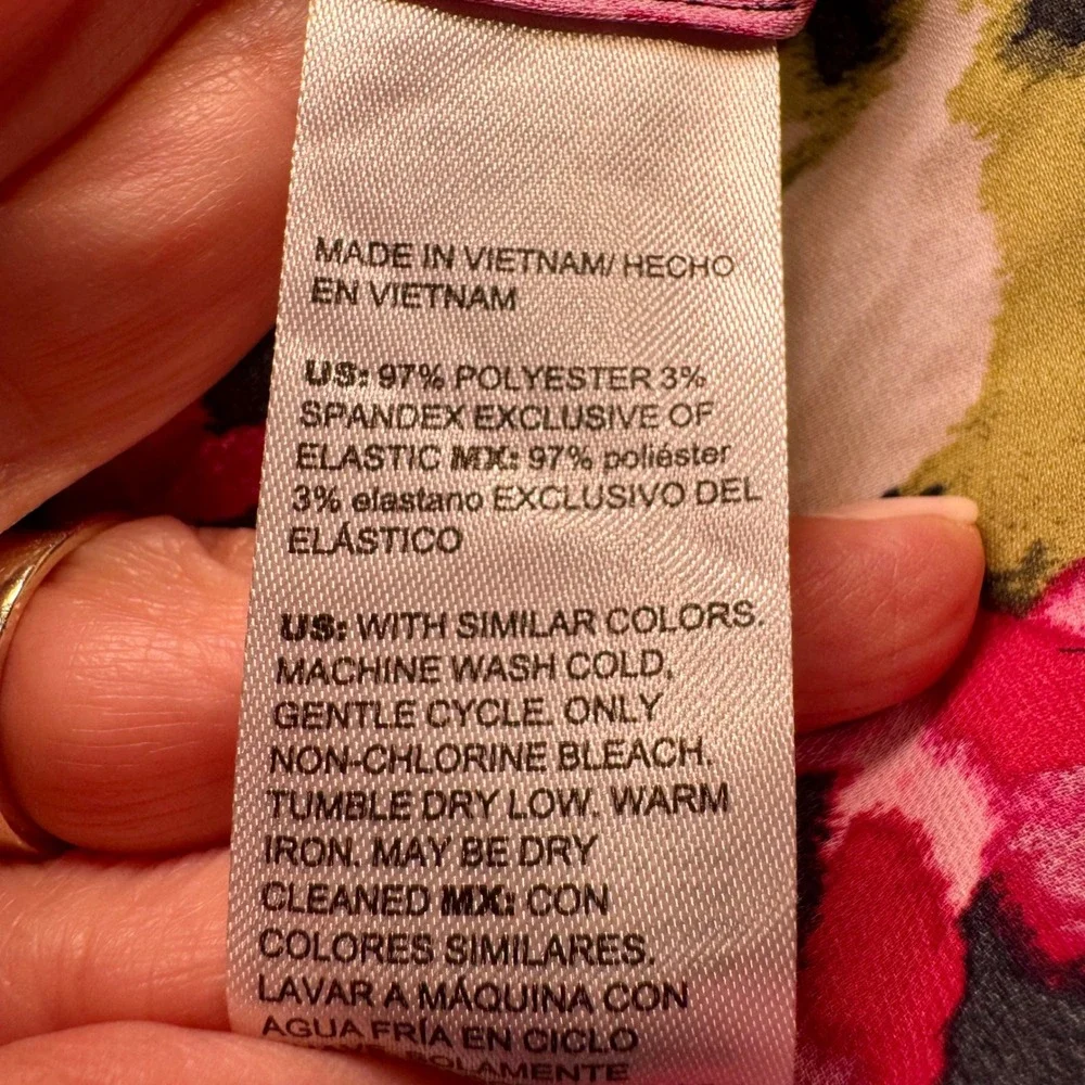 Chicos Floral Button Down Maxi Shirt Dress Pink Purple Olive Size 1 - Picture 6 of 8